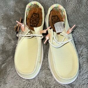 Hey Dude Pastel Yellow and Pink Natural Collection Shoes